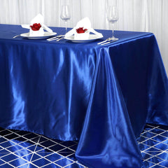 Satin Rectangular 90"x156" Tablecloth Royal Blue - Seamless Table Cover
