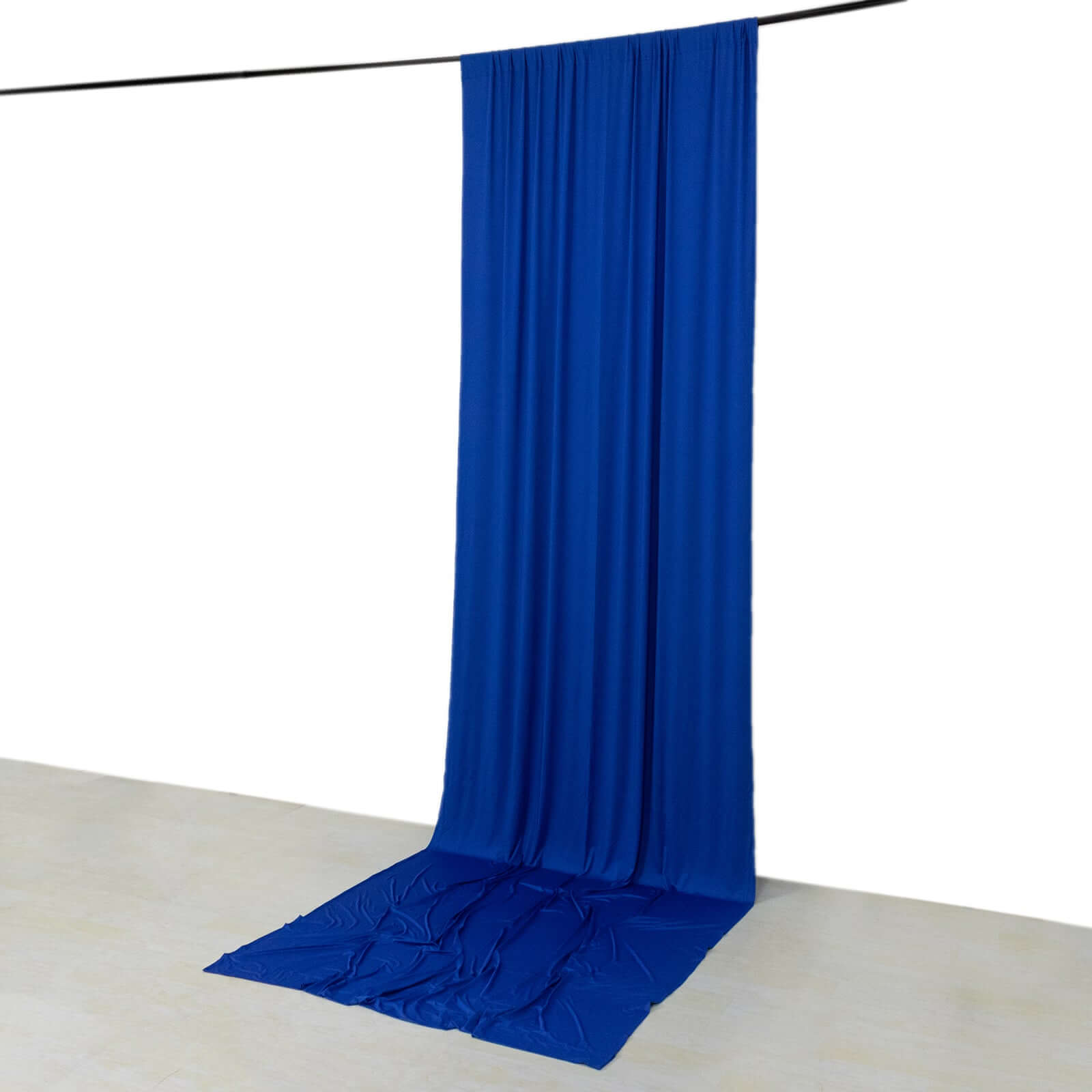 Royal Blue 4-Way Stretch Spandex Event Curtain Drapes, Wrinkle Free Backdrop Event Panel with Rod Pockets - 5ftx14ft