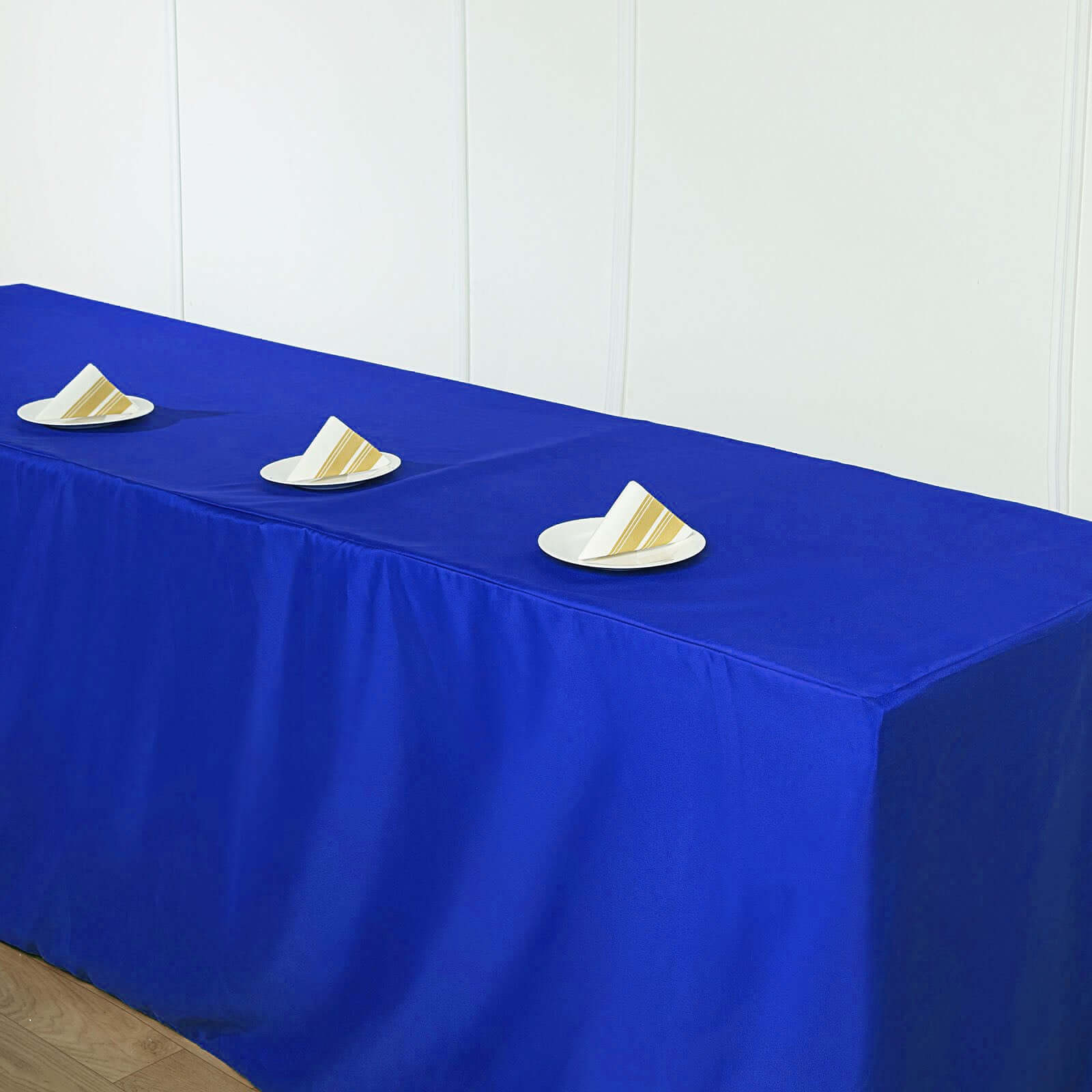 Fitted Polyester 96"x30" Rectangle Tablecloth Royal Blue - Durable and Easy to Maintain Table Cover