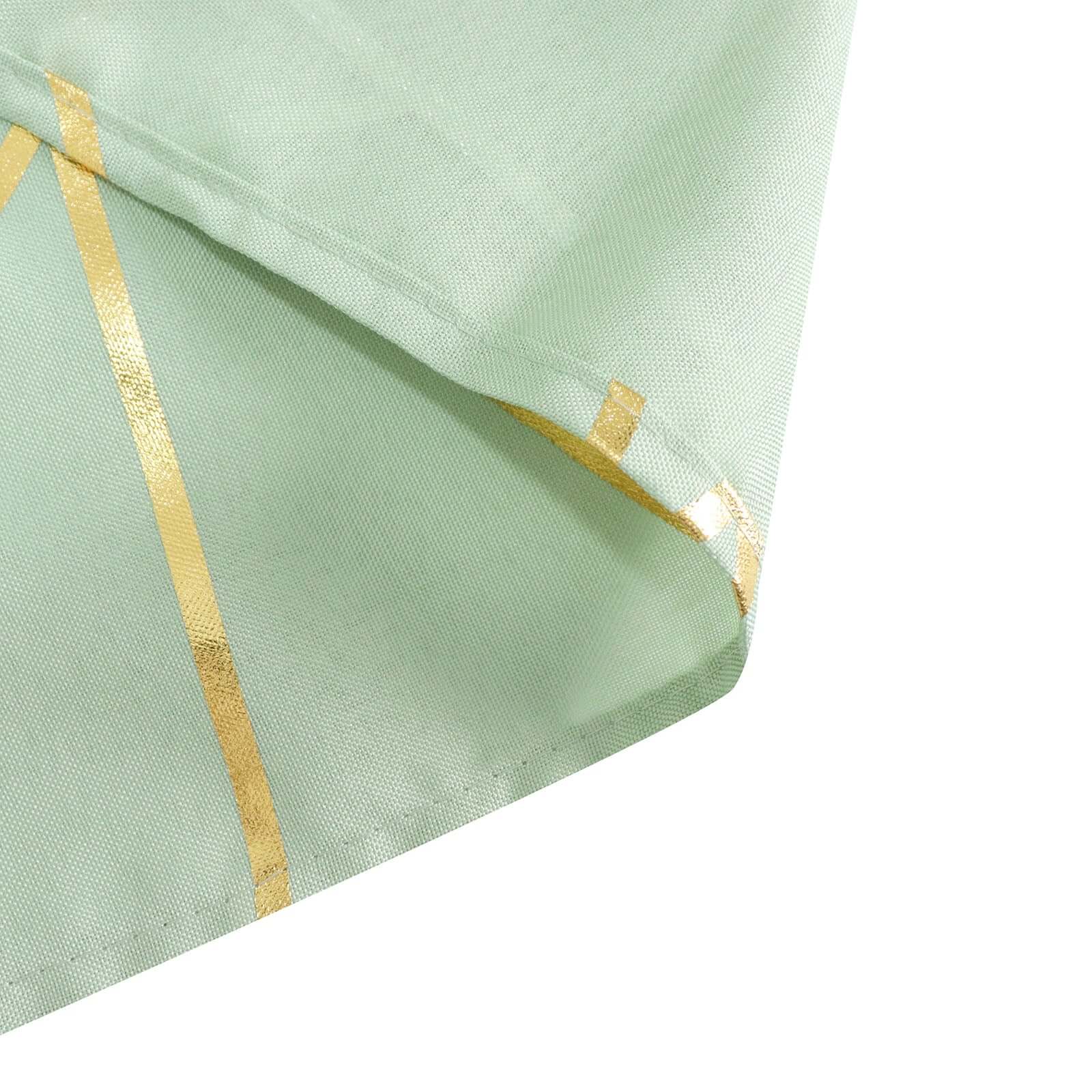 Polyester 54"x54" Table Overlay Square Tablecloth Sage Green with Gold Foil Geometric Pattern - Wrinkle-Resistant & Durable for Stylish Settings