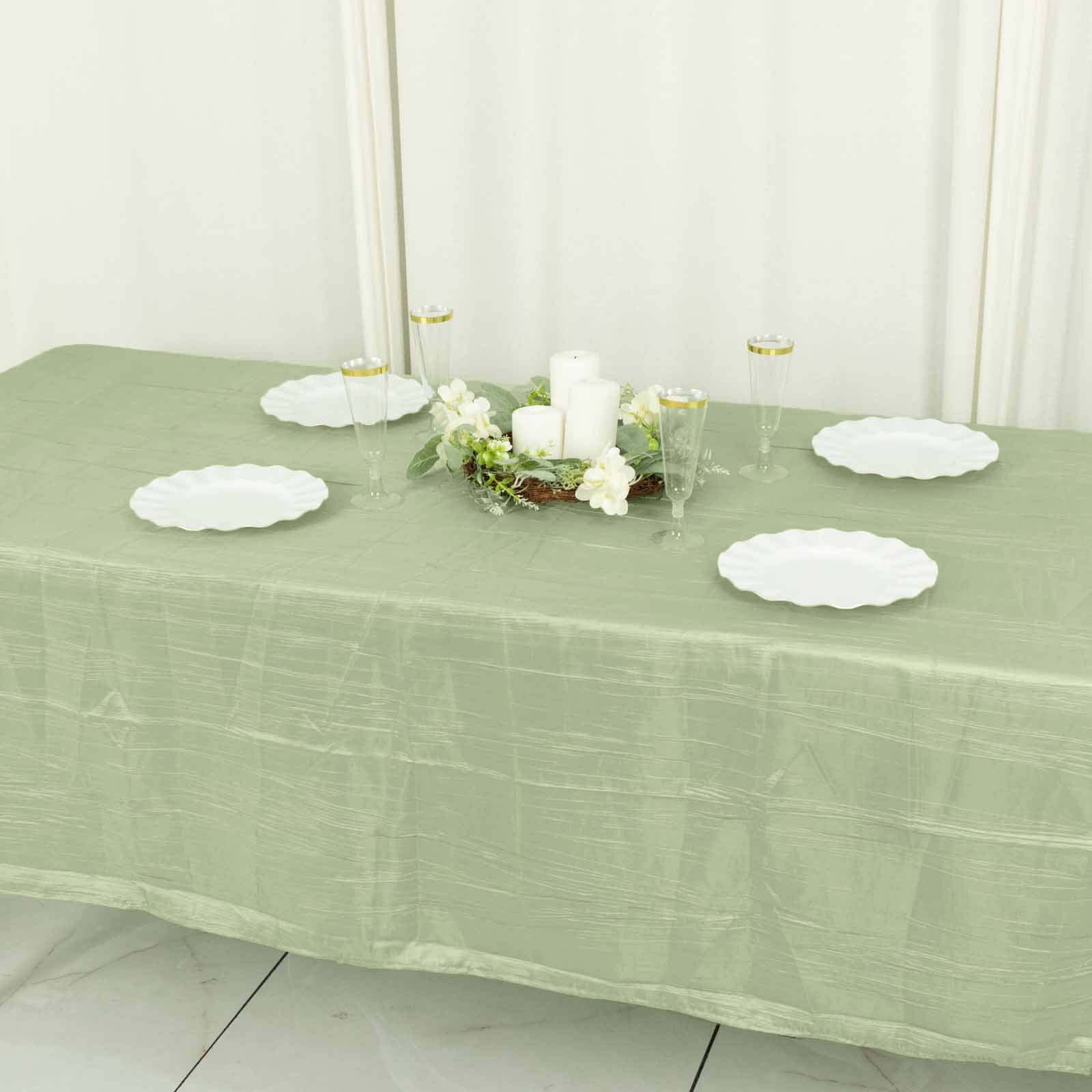 Taffeta 60"x102" Rectangle Tablecloth Sage Green - Accordion Crinkle Table Cover