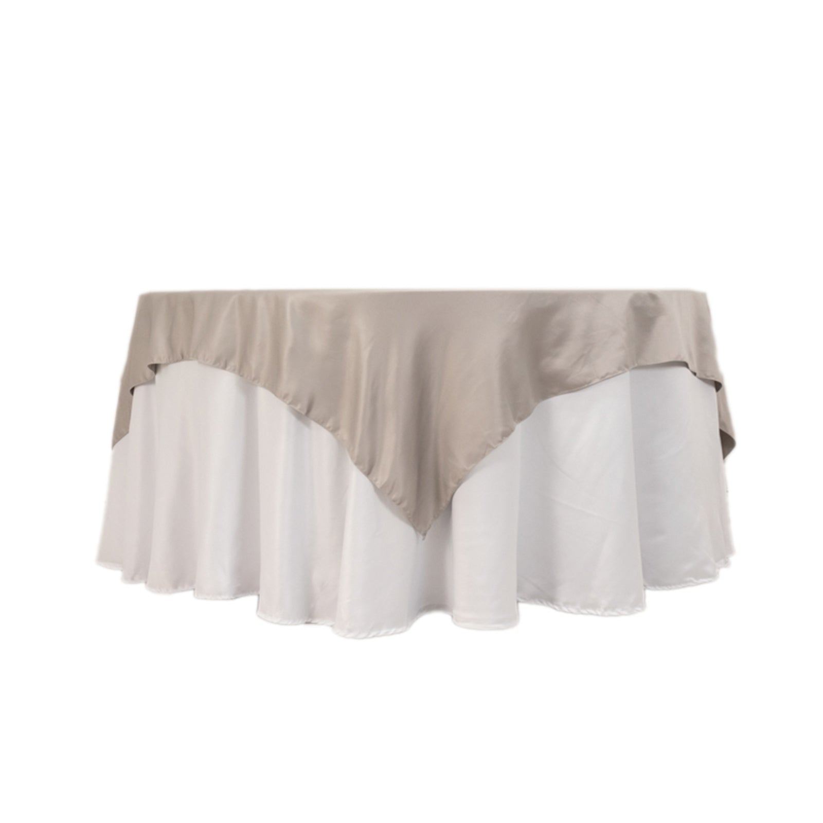 Lamour Satin 72"x72" Table Overlay Square Tablecloth Silver - Smooth Finish Table Topper