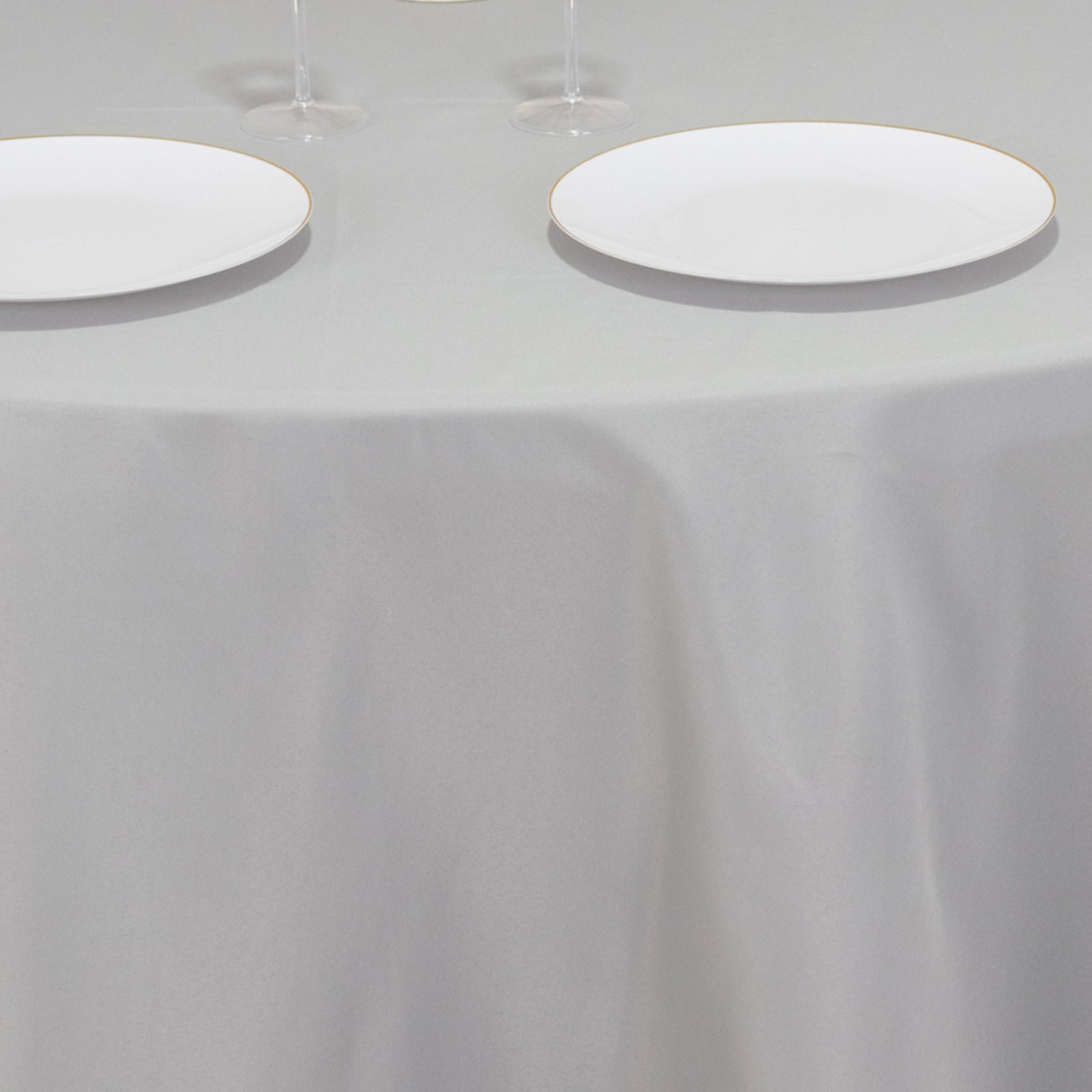 Premium Polyester 120" Round Tablecloth Silver - Seamless 220GSM Wrinkle-Resistant Table Cover