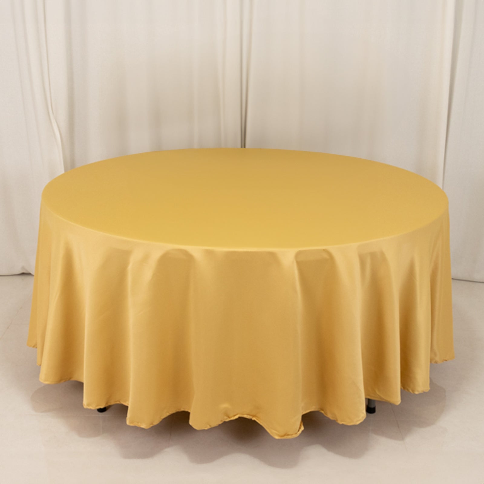 Lamour Satin 108" Round Tablecloth Champagne - Durable & Silk-Like Table Cover