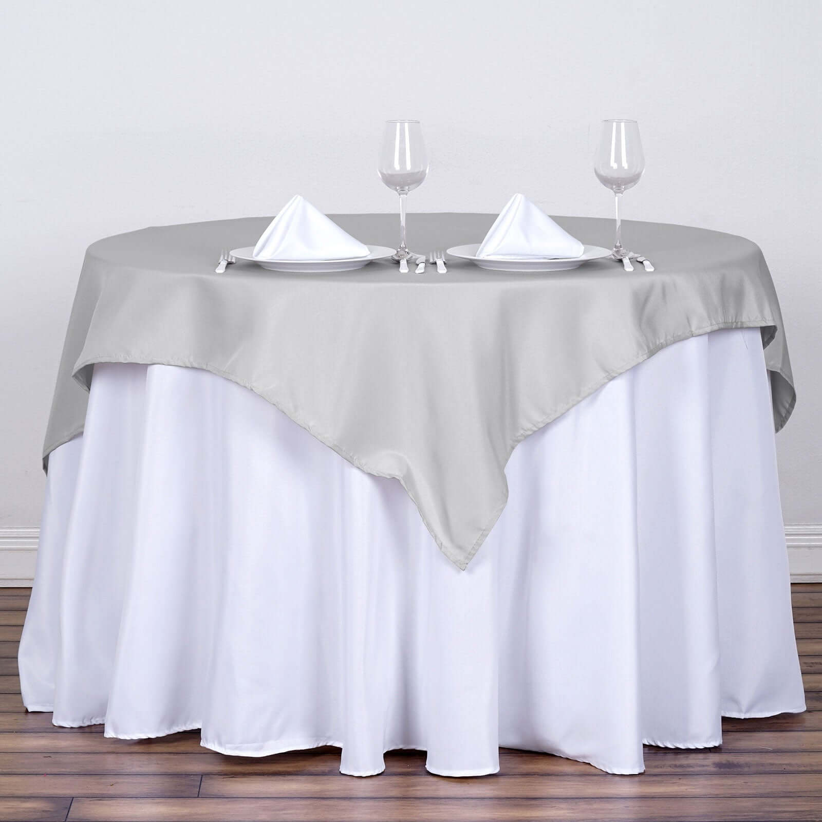 Polyester Square 54"x54" Tablecloth Silver - Wrinkle-Resistant & Durable Table Cover