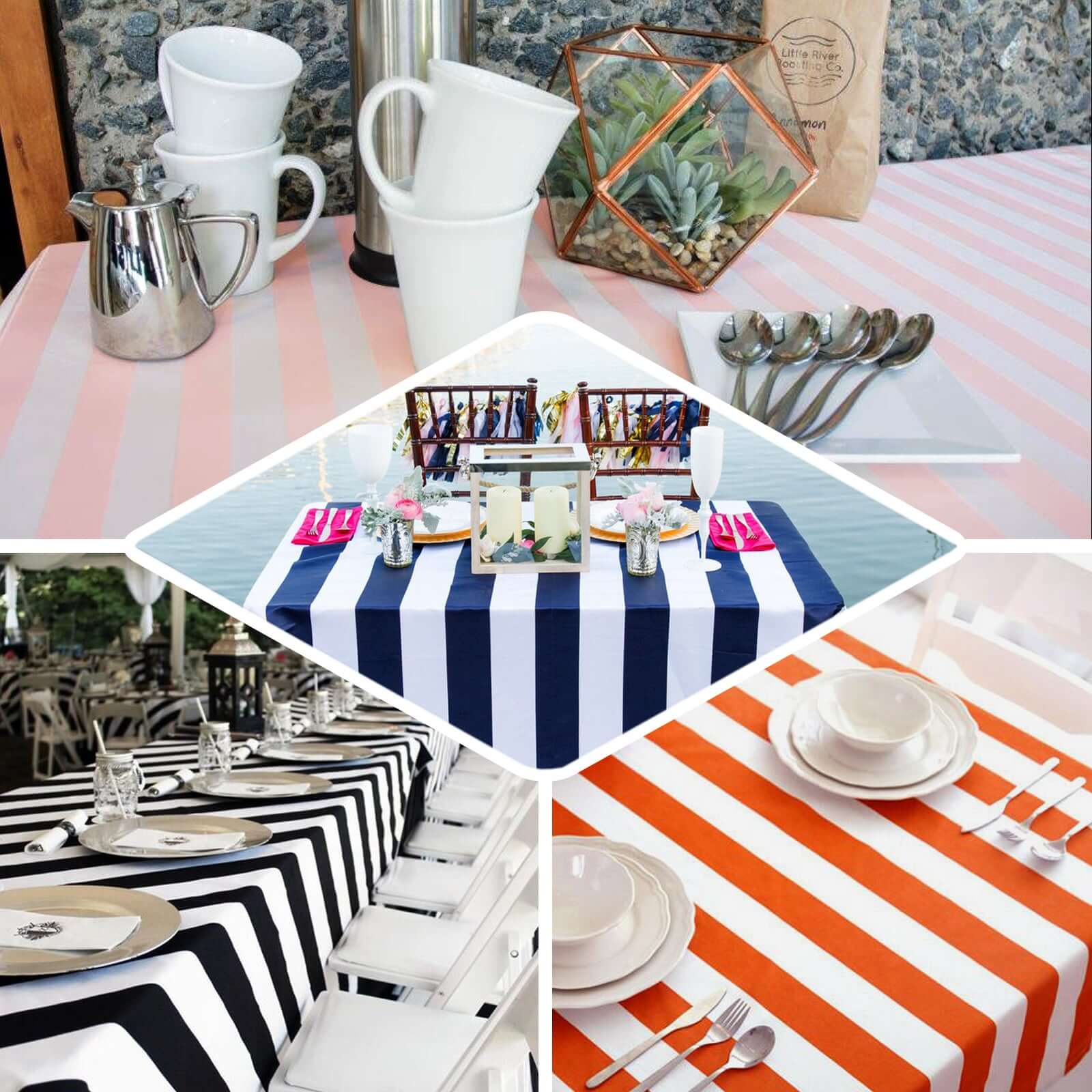 Satin 60"x102" Rectangle Tablecloth Black/White - Stripe Design with Stylish Smooth Finish Table Cover