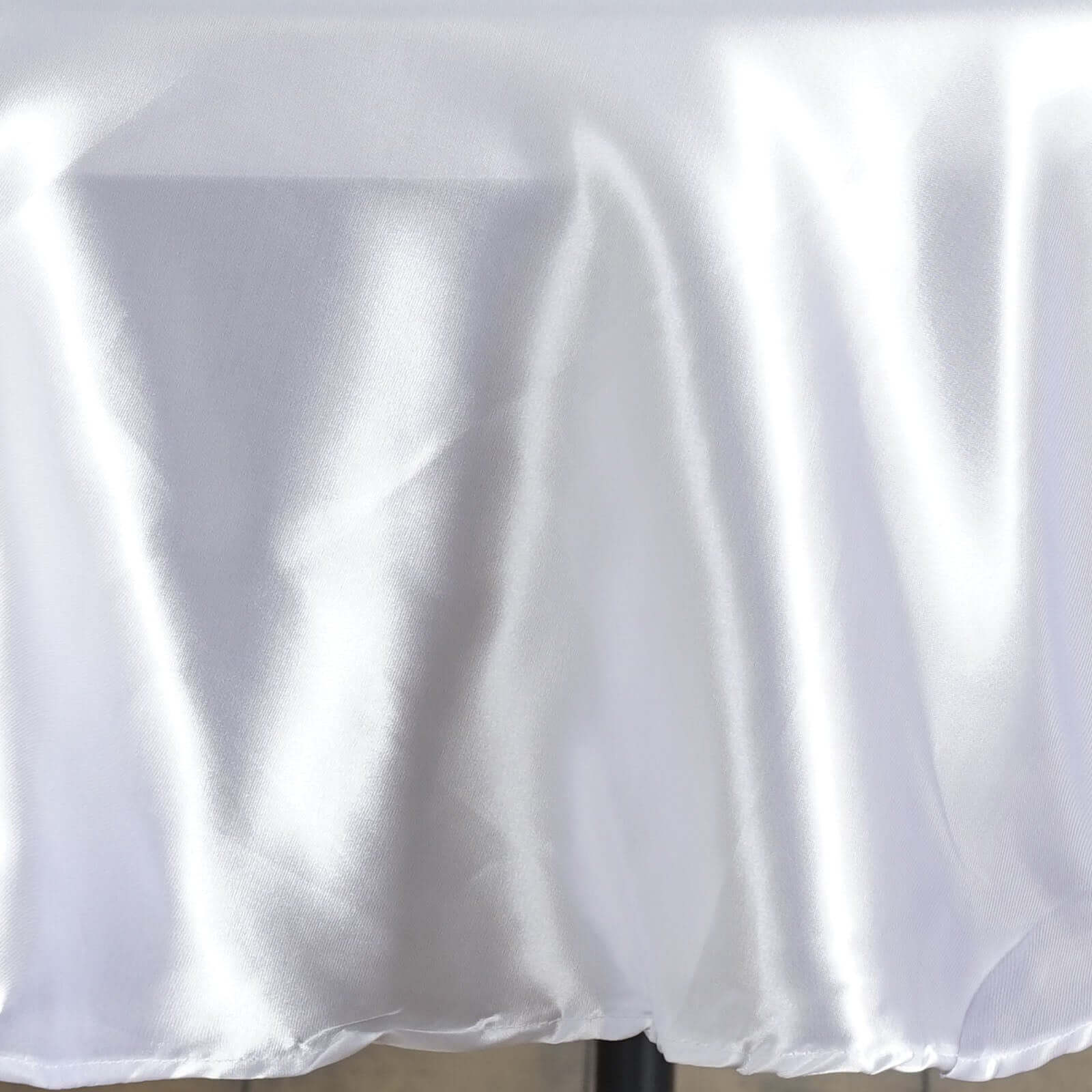 Satin 90" Round Tablecloth White - Smooth and Lustrous Table Cover for Weddings & Events