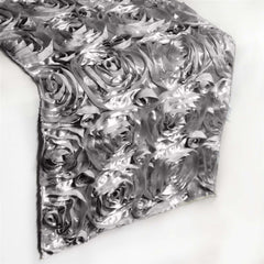 Rosette Satin 14"x108" Table Runner Silver - Grandiose Design
