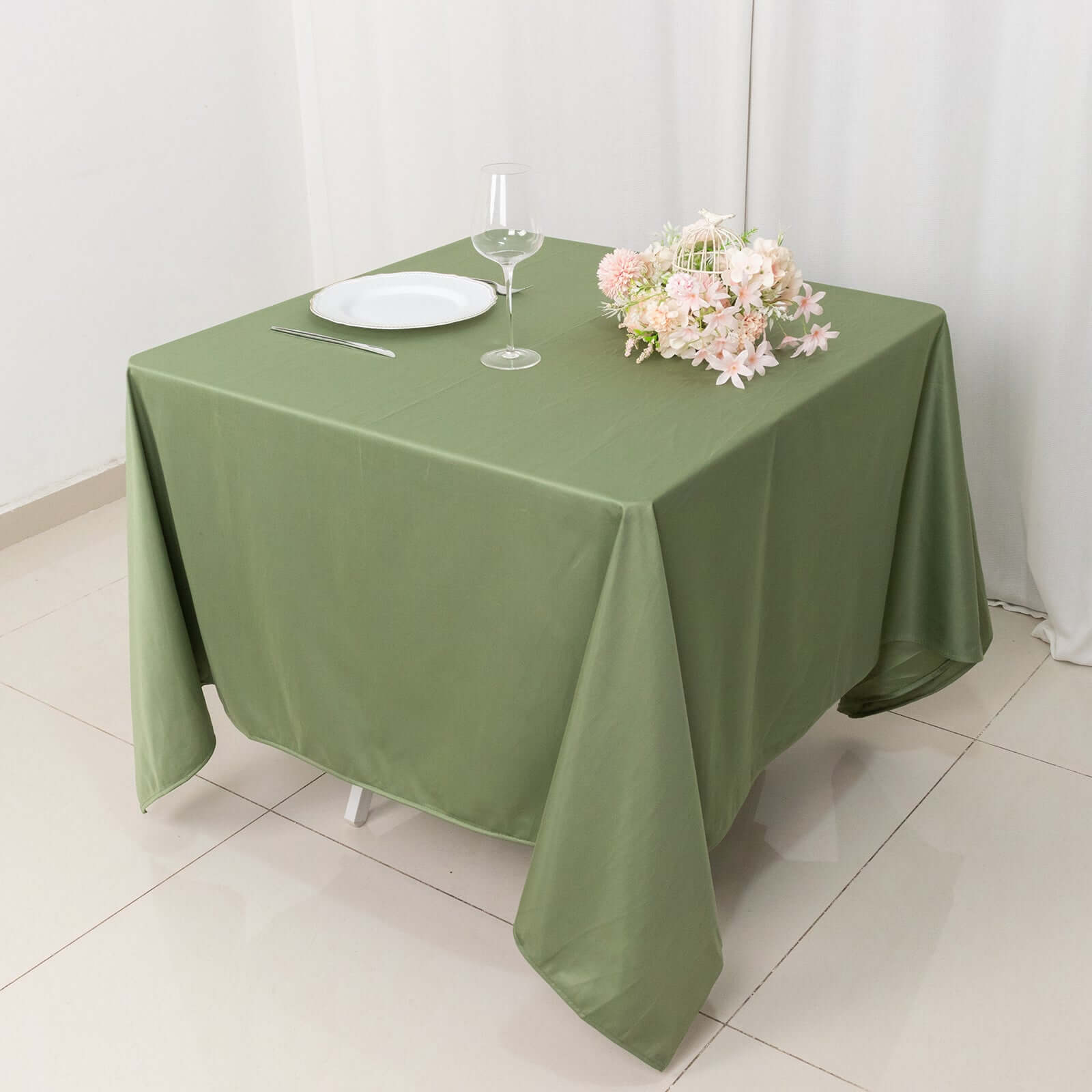 Scuba Square 70"x70" Tablecloth Dusty Sage Green - Wrinkle Free & Stain Resistant Table Cover