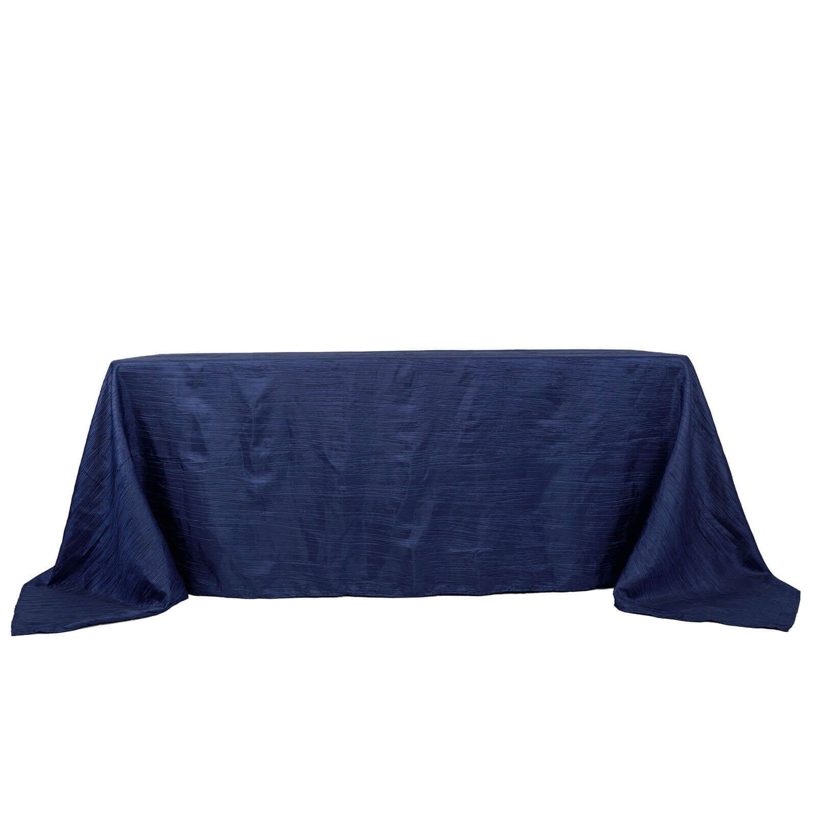 Taffeta 90"x132" Rectangle Tablecloth Navy Blue - Seamless Accordion Crinkle Table Cover