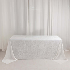 Premium Crushed Velvet 90"x132" Rectangle Tablecloth White - Reusable Soft & Graceful Seamless Table Cover