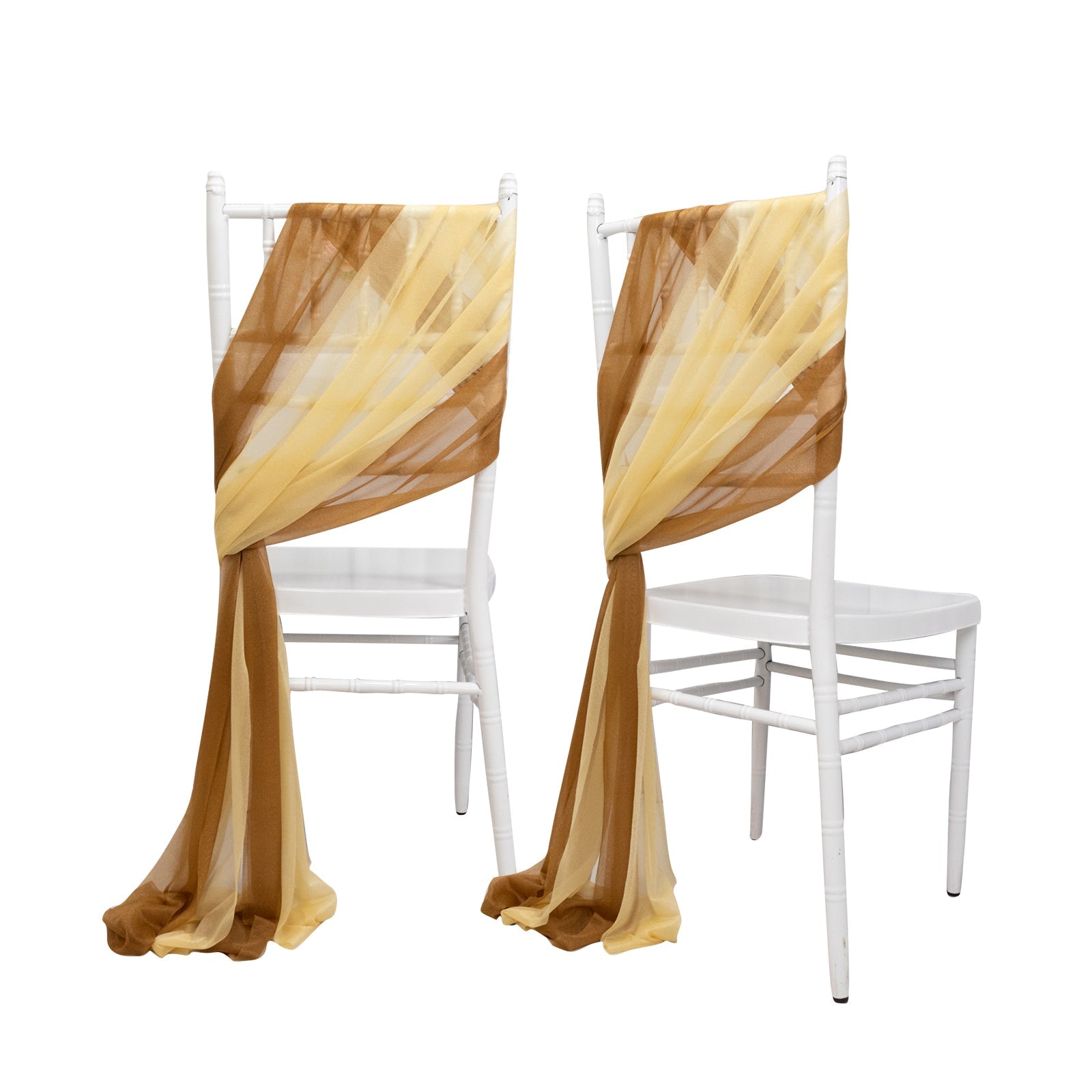 20-Pack Sheer Chair Drape Decor in Champagne and Gold – 9ft Shimmer Sash, Wrinkle-Free
