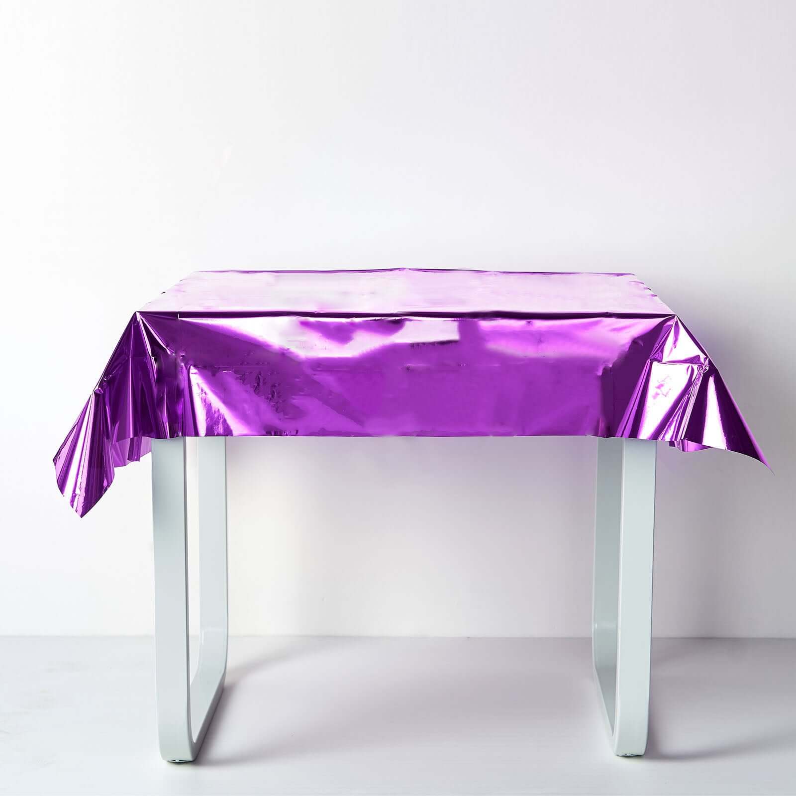 Metallic Foil Tablecloth Square Purple - Stylish Disposable Party Cover 50"x50"