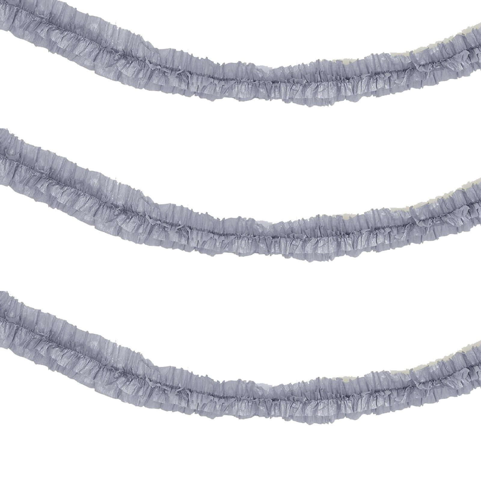 3 Rolls 28ft Silver Ruffled Tissue Paper Party Streamers, Crepe Paper Backdrop Decorations