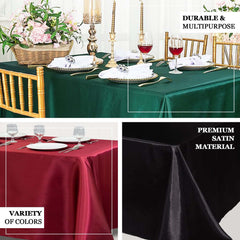 Satin Rectangular 90"x156" Tablecloth Silver - Seamless Table Cover