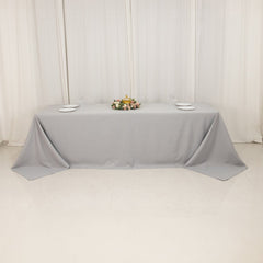 Premium Polyester 90"x156" Rectangle Tablecloth Silver - Seamless 220GSM Stain-Resistant Table Cover