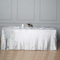 Premium Velvet 90"x156" Rectangle Tablecloth Silver - Reusable Soft & Seamless Table Cover