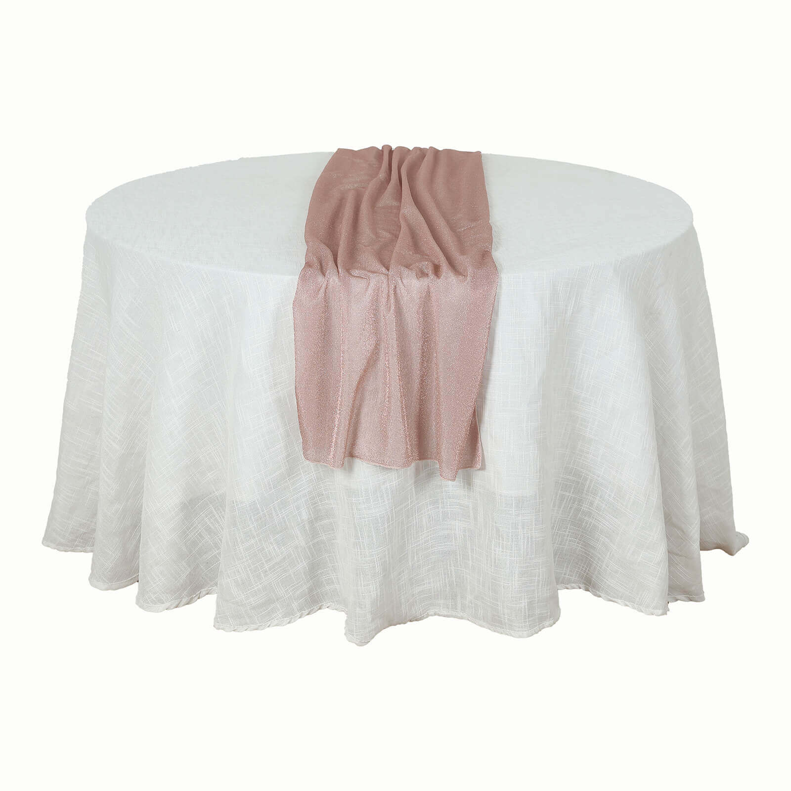 Glitter Gauze 27"x120" Table Runner Rose Gold - Sparkling Reusable Sheer Table Linen