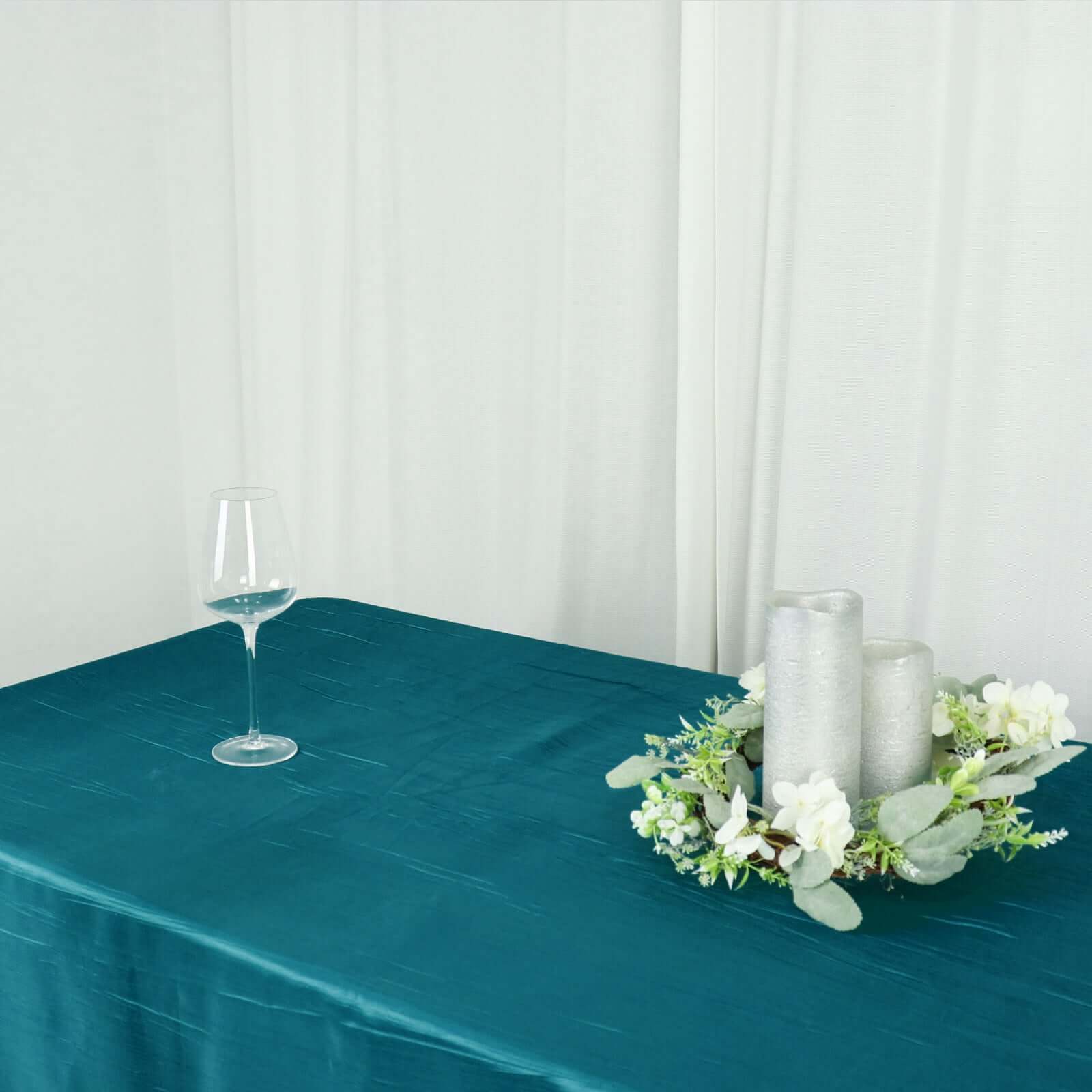 Taffeta 60"x102" Rectangle Tablecloth Teal - Accordion Crinkle Table Cover