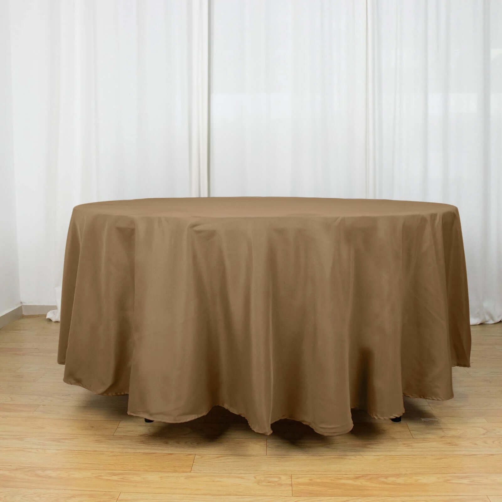 Polyester 108" Round Tablecloth Taupe - Wrinkle-Resistant Table Cover
