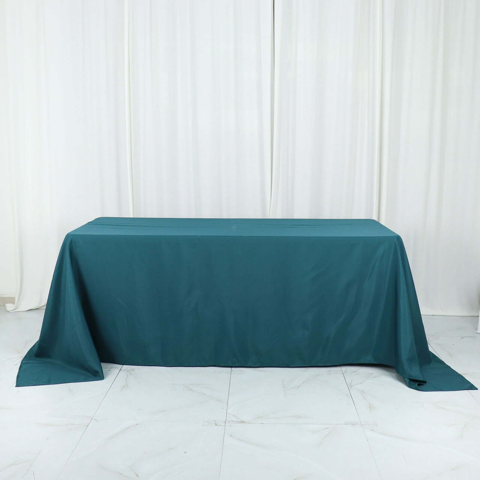 Polyester 90"x132" Rectangle Tablecloth Peacock Teal - Seamless Wrinkle-Resistant Table Cover