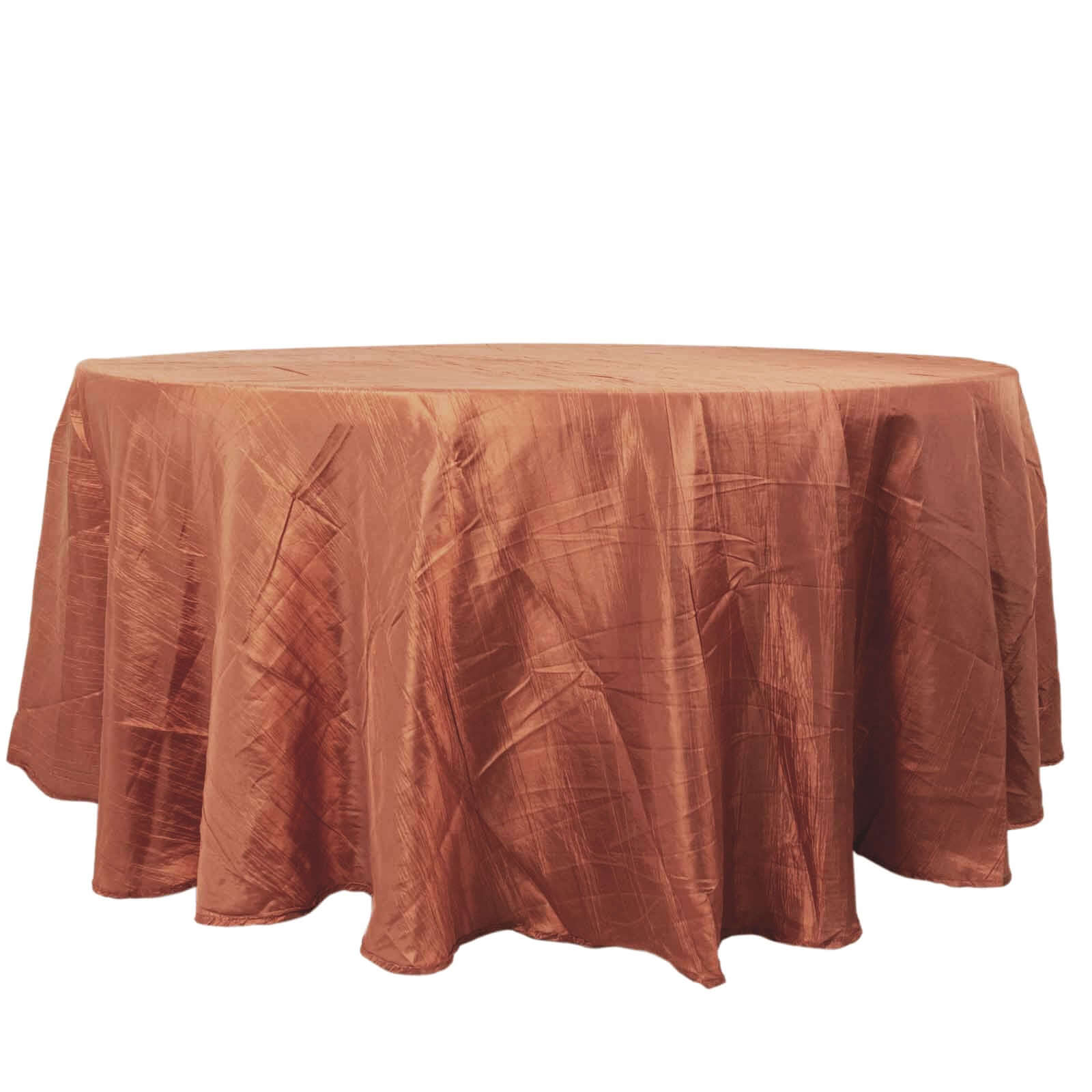 Taffeta 120" Round Tablecloth Terracotta (Rust) - Seamless Accordion Crinkle Table Cover