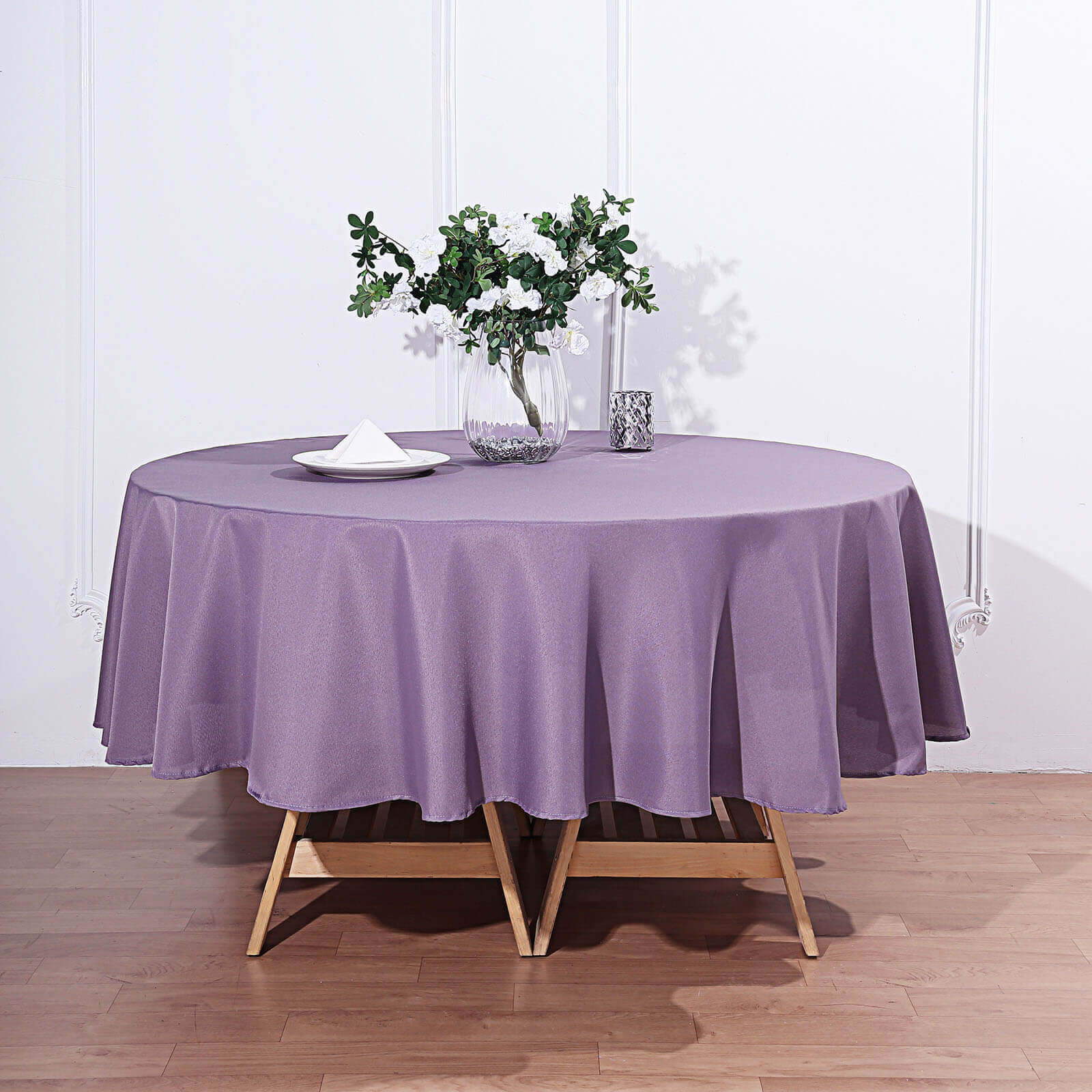 Polyester 90" Round Tablecloth Violet Amethyst - Stain & Wrinkle-Resistant Table Cover