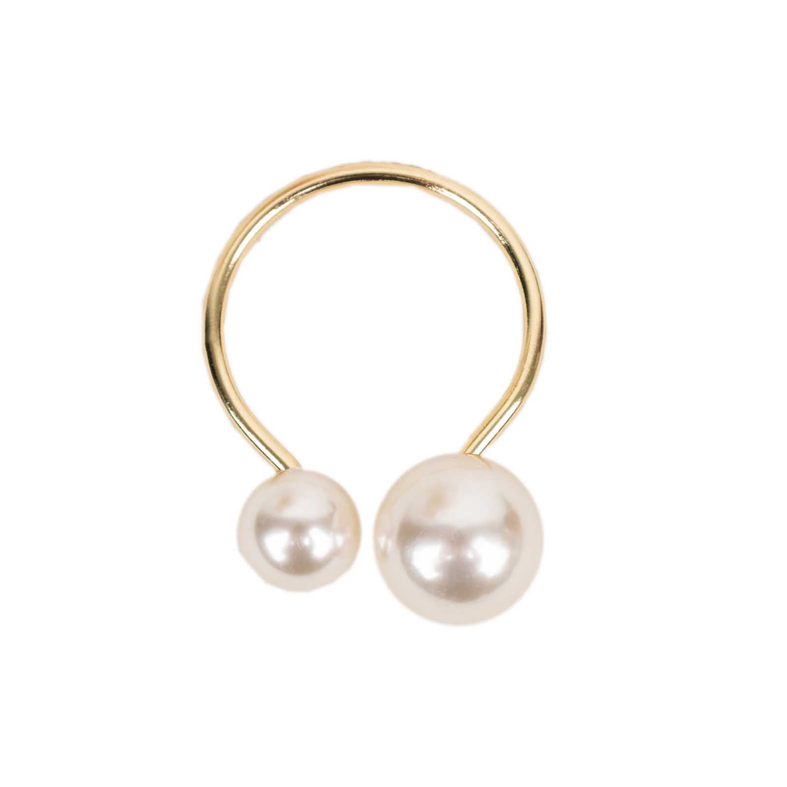 10 Pack White Pearl Gold Metal Napkin Holders Dining Table Decor, Elegant Round Wedding Napkin Rings - 2.5"