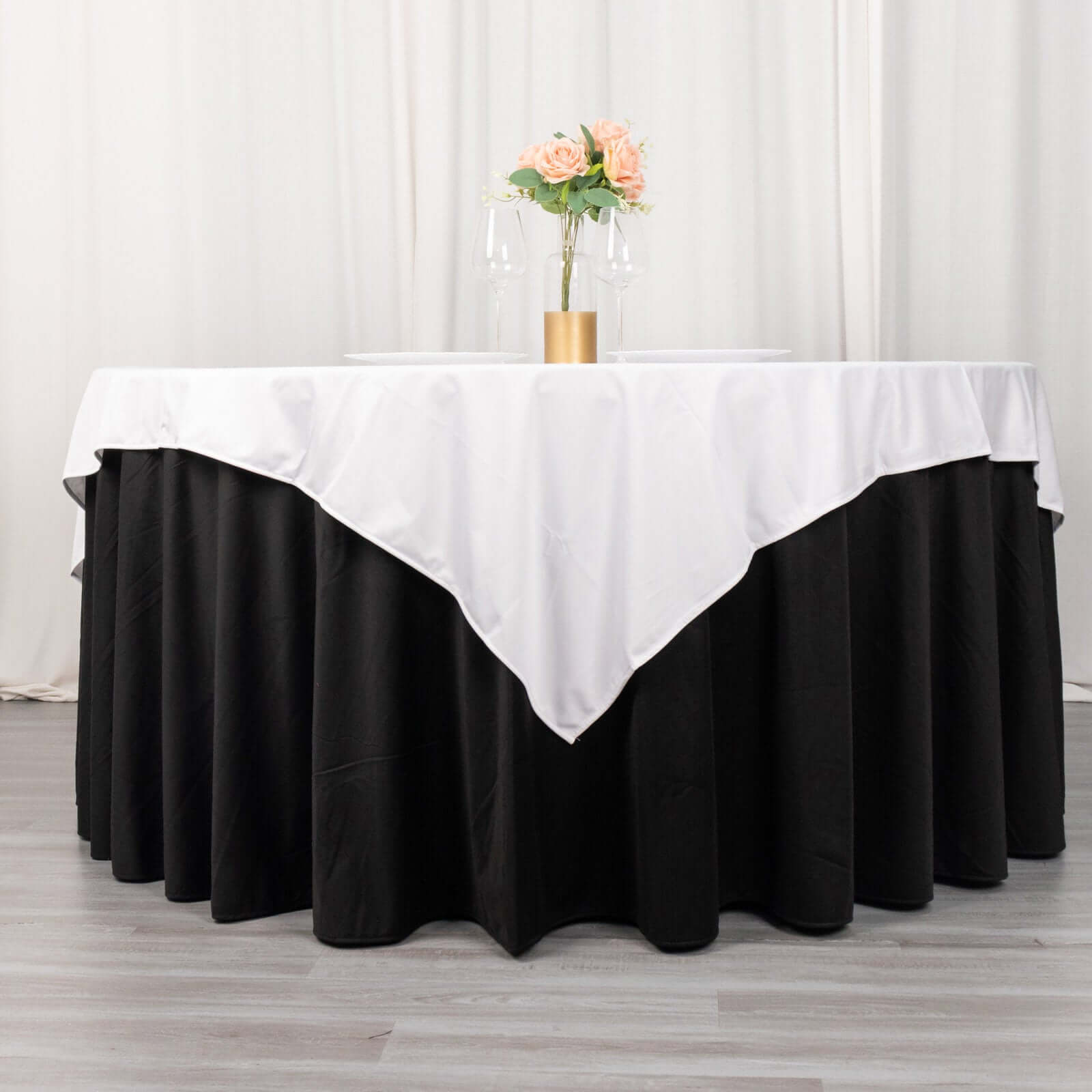 Scuba 70"x70" Table Overlay Square Tablecloth White - Wrinkle Free & Stain Resistant Table Cover for Weddings and Banquets