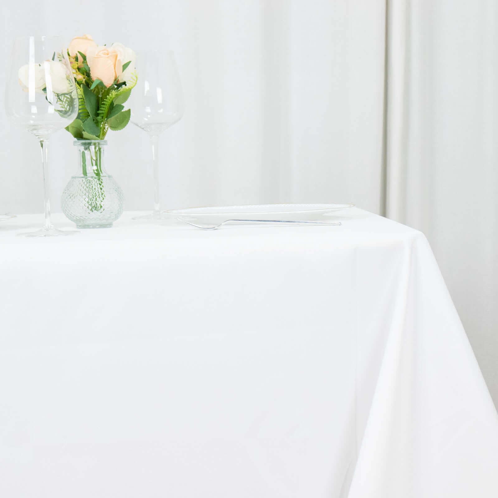 Premium Polyester Square Tablecloth 90"x90" White 220GSM Wrinkle-Resistant Table Cover for Stylish Gatherings