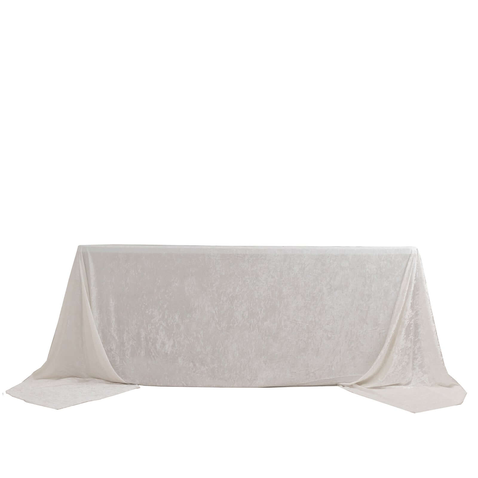 Premium Crushed Velvet 90"x156" Rectangle Tablecloth White - Reusable Soft & Sophisticated Seamless Table Cover