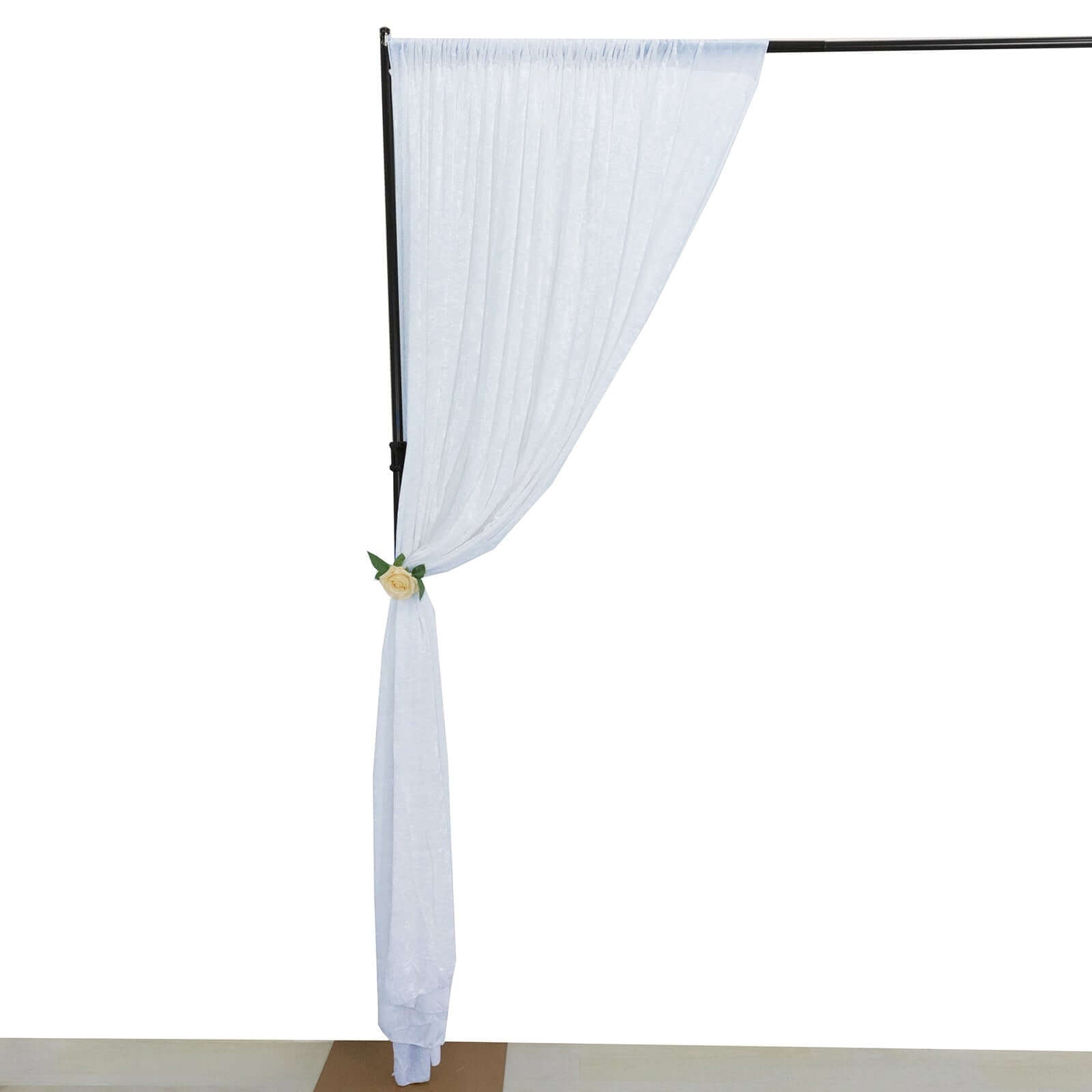 White Crushed Velvet Backdrop Curtain – 8ft x 8ft Event Drape with Rod Pocket, Privacy Panel for Photo Booths & Events