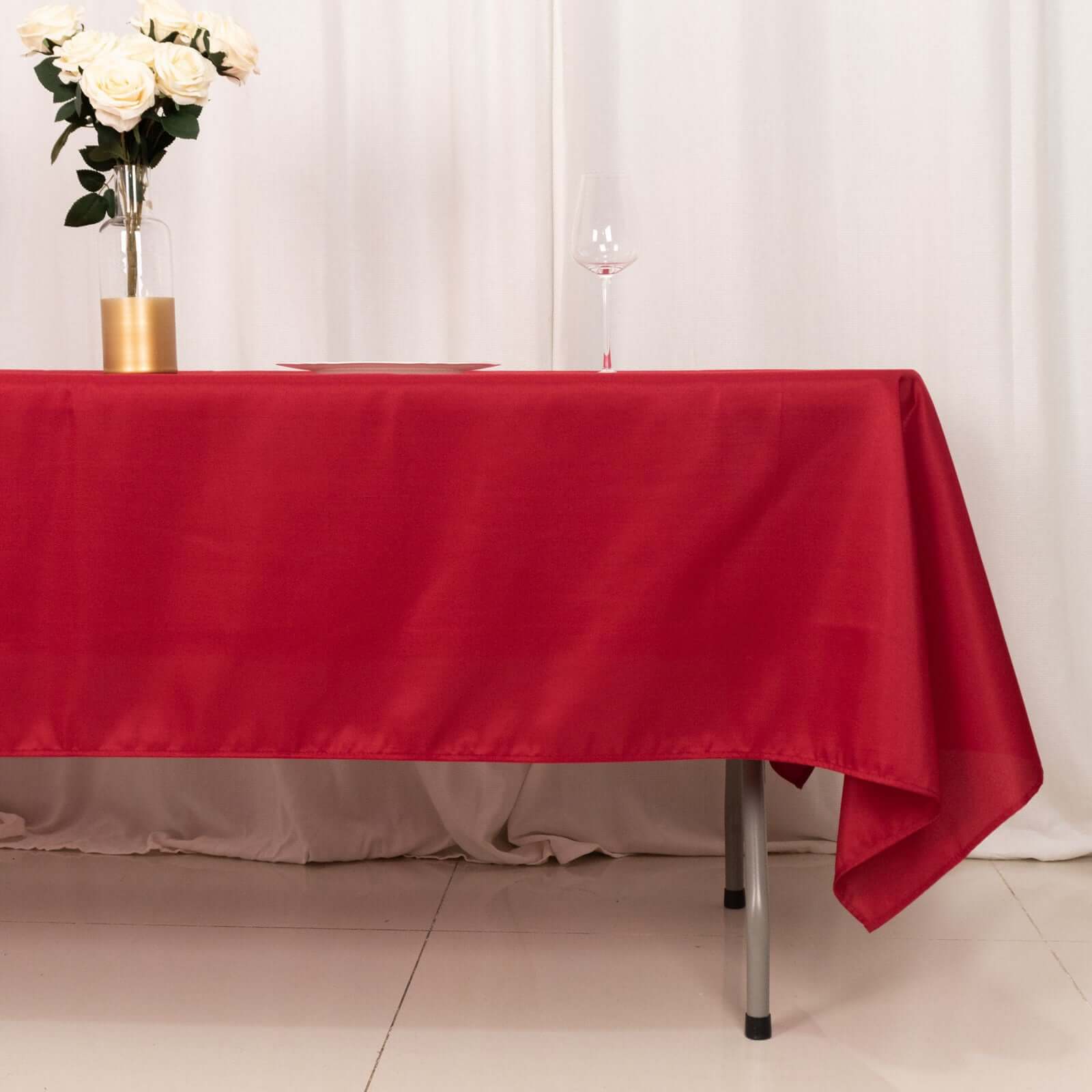 Polyester 60"x102" Rectangle Tablecloth Wine - Durable and Stylish Table Cover