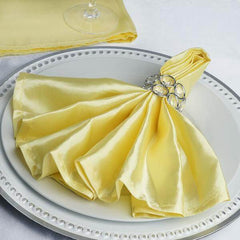 5 Pack Satin 20"x20" Napkins Yellow - Luxurious Shine & Smooth Dinner Napkins