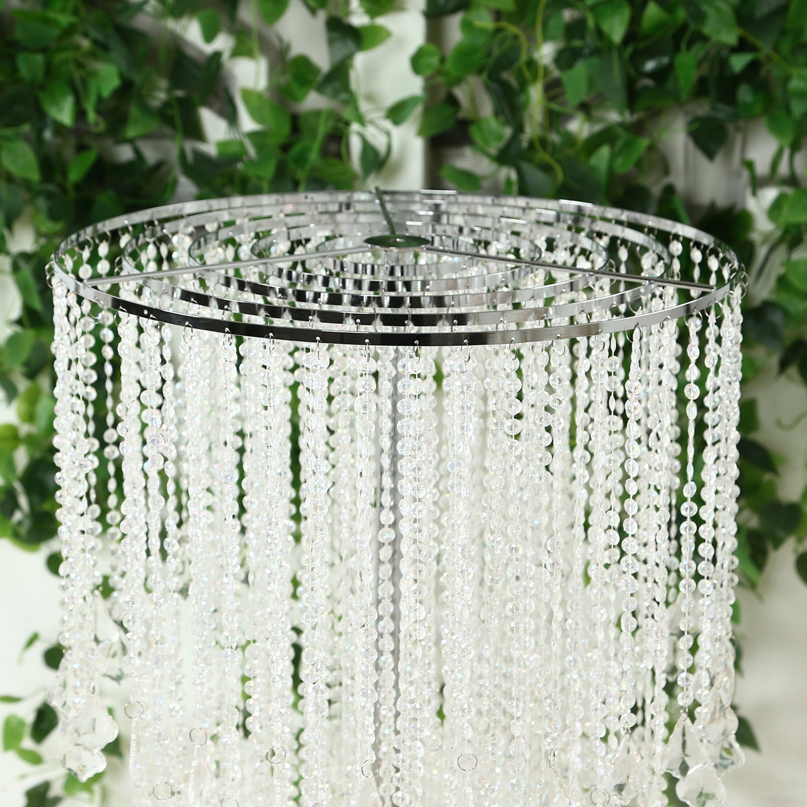 4ft Table Centerpiece in Crystal Beaded Waterfall Chandelier Style – Cascading Metal Floral Stand for Weddings & Luxury Event Décor