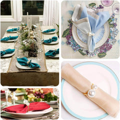 10 Pack Gold Pearl Metal Napkin Holders Dining Table Decor, Elegant Round Wedding Napkin Rings - 2.5"