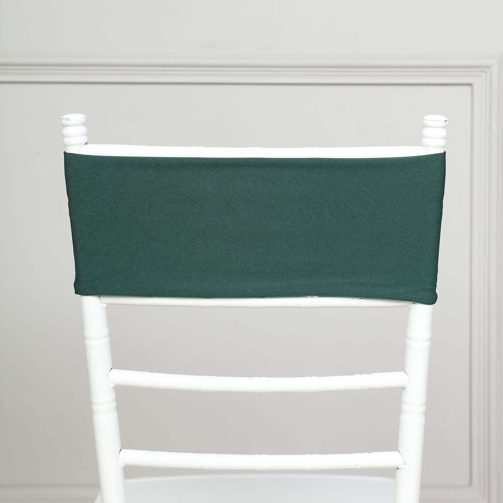 5 Pack Stretch Spandex Chair Sashes Hunter Emerald Green - Fitted Finish Two Ply Heavy Duty Chair Bands 5"x12"