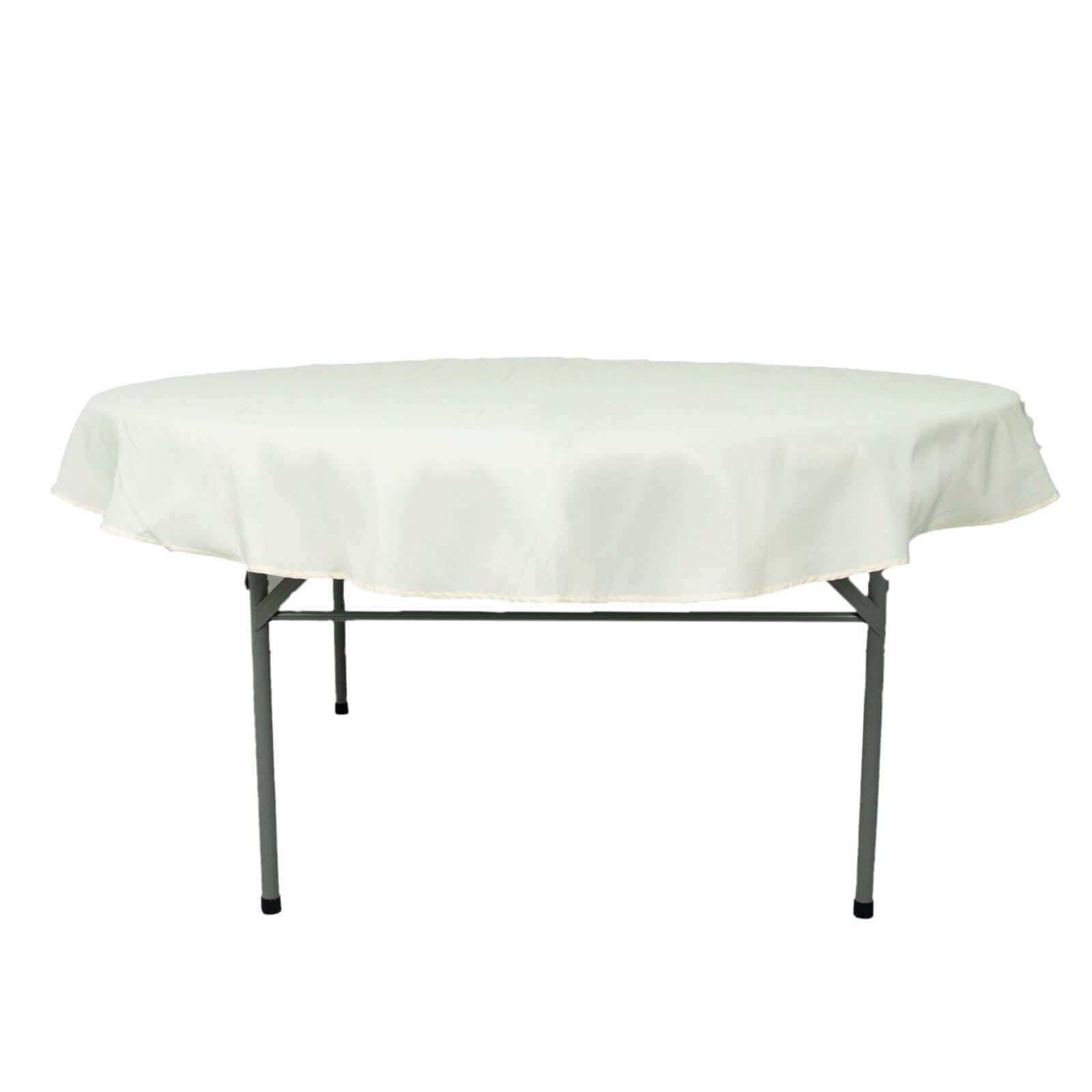 Premium Polyester 70" Round Tablecloth Ivory - Stain and Wrinkle-Resistant 220GSM Table Cover