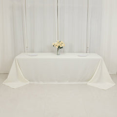 Fire Retardant Premium Polyester 90"x156" Rectangular Tablecloth Ivory - High-Performance Seamless Table Cover