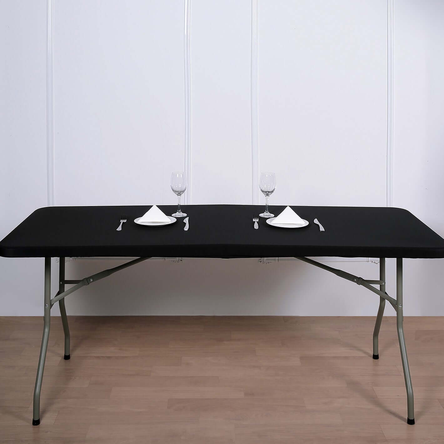 Spandex Rectangle 96"x30" Tablecloth Top Cover Black - Stretchy, Wrinkle Free & Fitted Table Topper