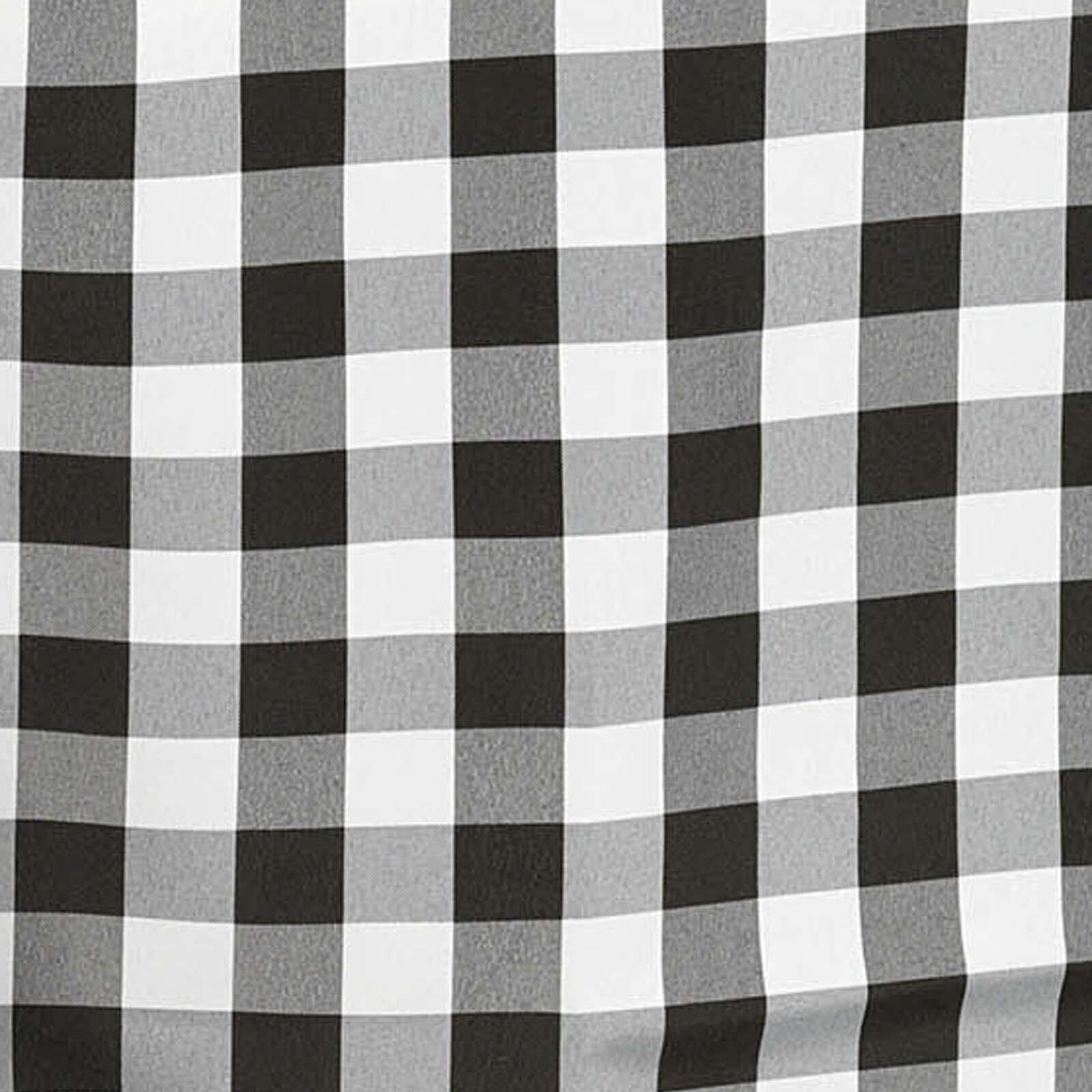 Polyester 120" Round Tablecloth White/Black Seamless - Checkered Buffalo Plaid Design for Stylish Celebrations