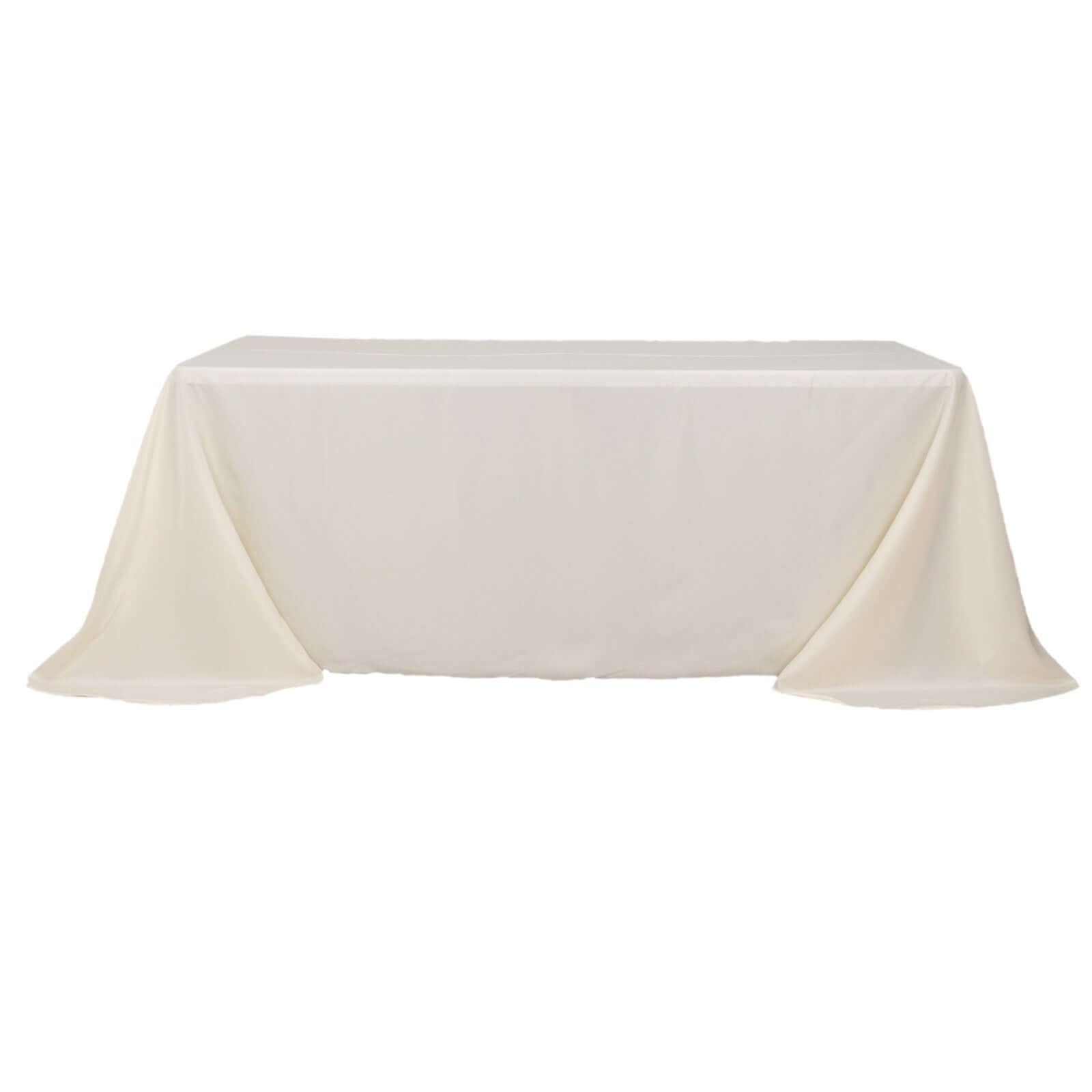 Polyester 90"x132" Rectangle Tablecloth Ivory - Rounded Corners and Seamless Table Cover