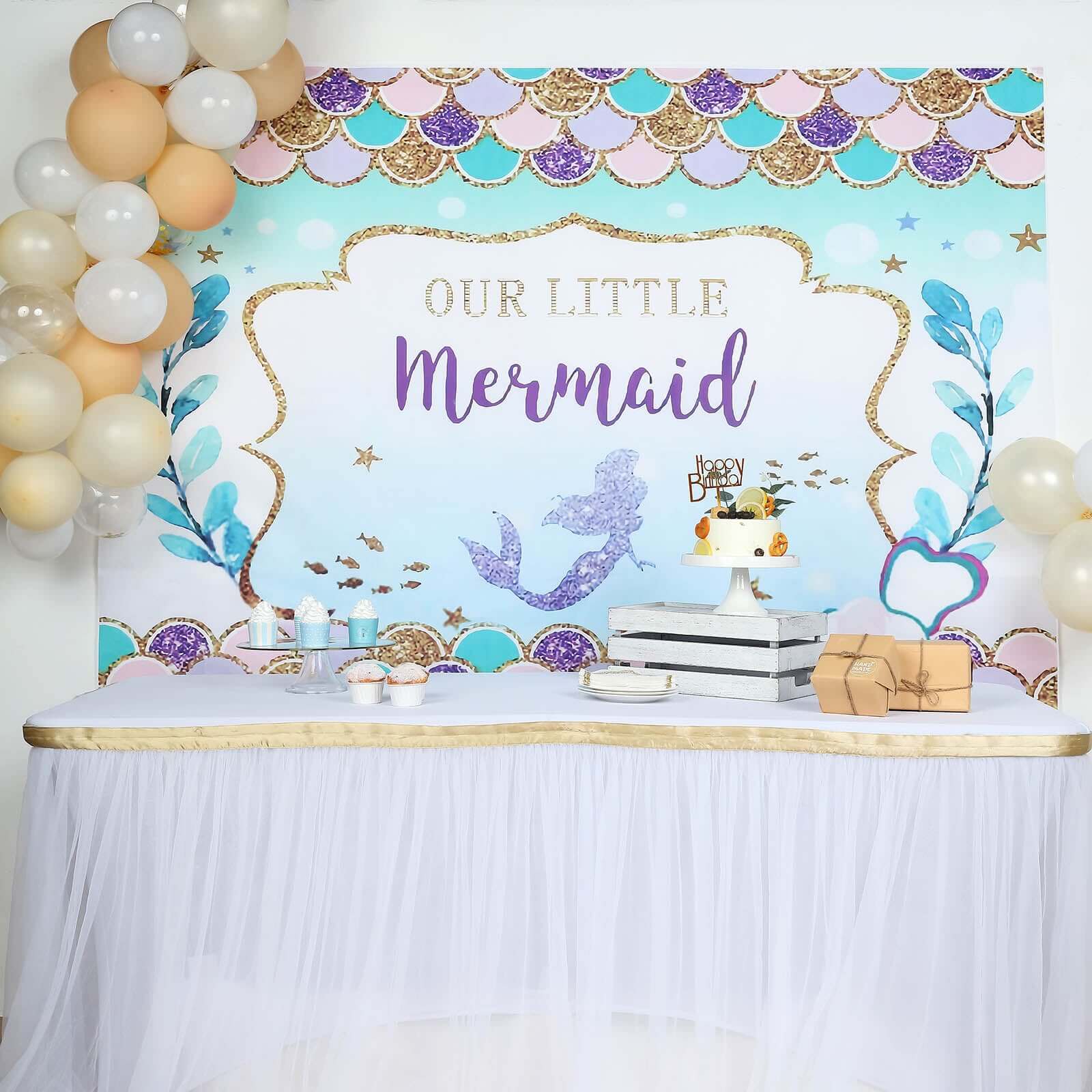 5ftx7ft "Our Little Mermaid" Print Vinyl Photo Shoot Backdrop