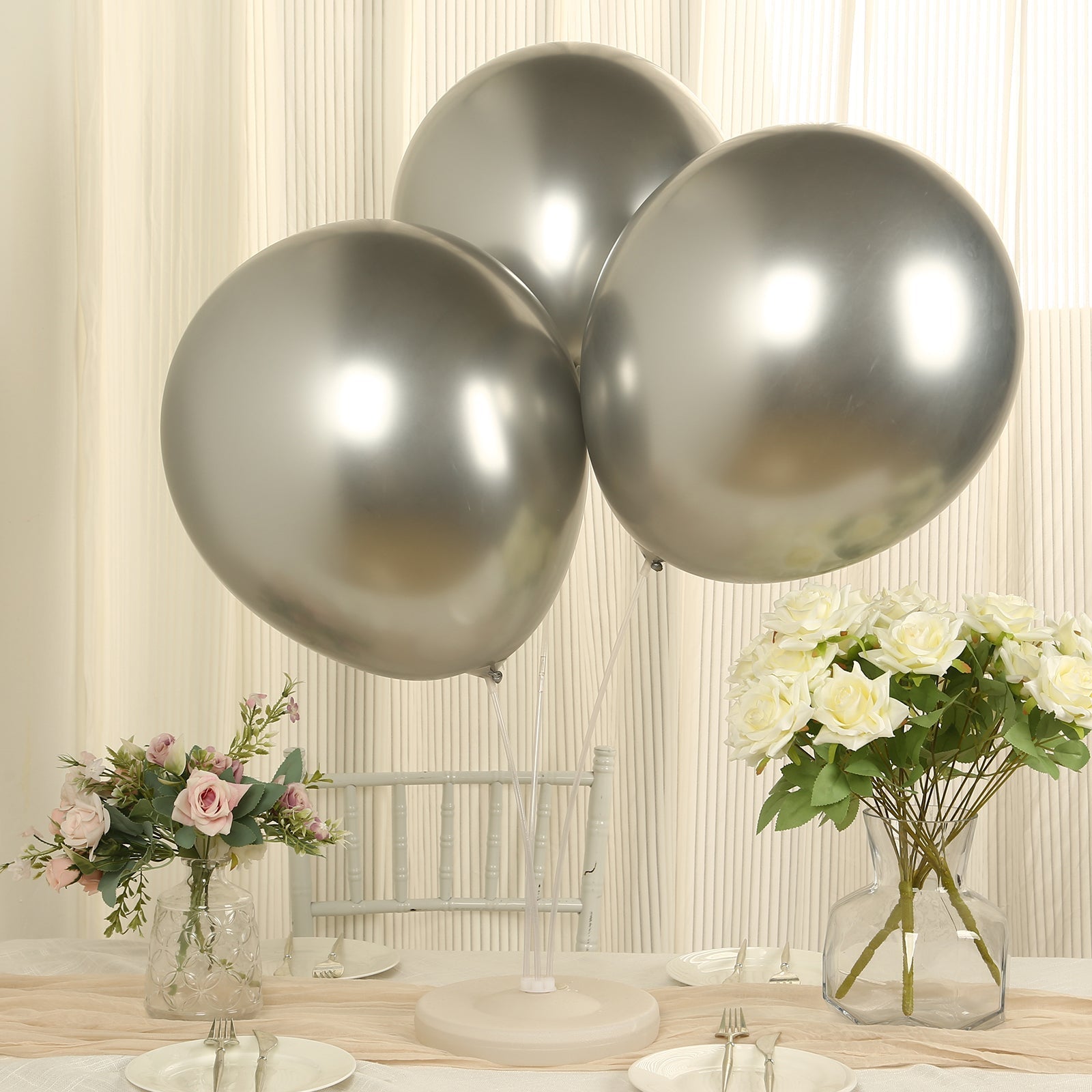 10 Pack Silver Biodegradable Balloons, 18" Thickened Extra Strong Eco-friendly Latex Helium Party Balloons