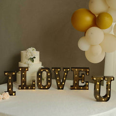 LED Marquee Letter "U" Industrial Style Antique Black - Light-Up Alphabet Sign for Weddings & Displays 9"