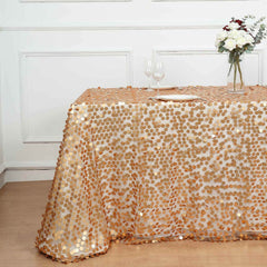 Sequin 90"x156" Rectangle Tablecloth Matte Champagne - Seamless Big Payette Table Cover