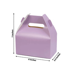 25 Pack Candy Gift Tote Gable Boxes, Matte Lavender Lilac Party Favor Treat Boxes - 6"x3.5"x7"