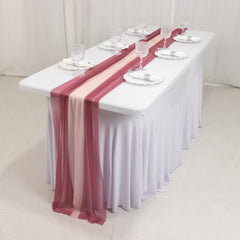 20-Pack 9ft Sheer Table Runners – Mauve/Blush Shimmer Sheer Drapes, Wrinkle-Free