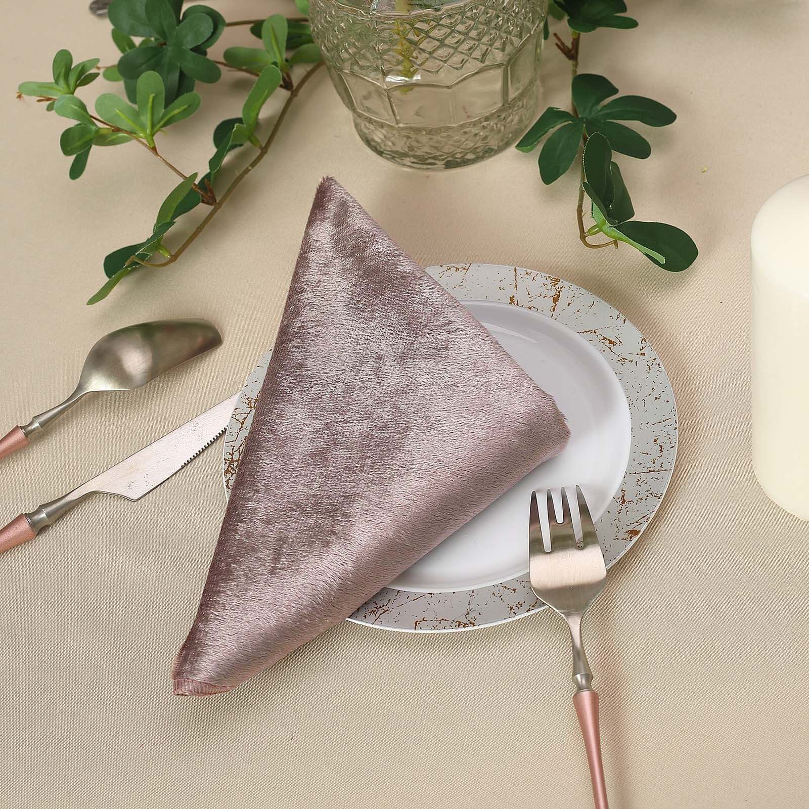 5 Pack Premium Velvet 20"x20" Napkins Mauve - Soft Sheen Finish Cloth Napkins