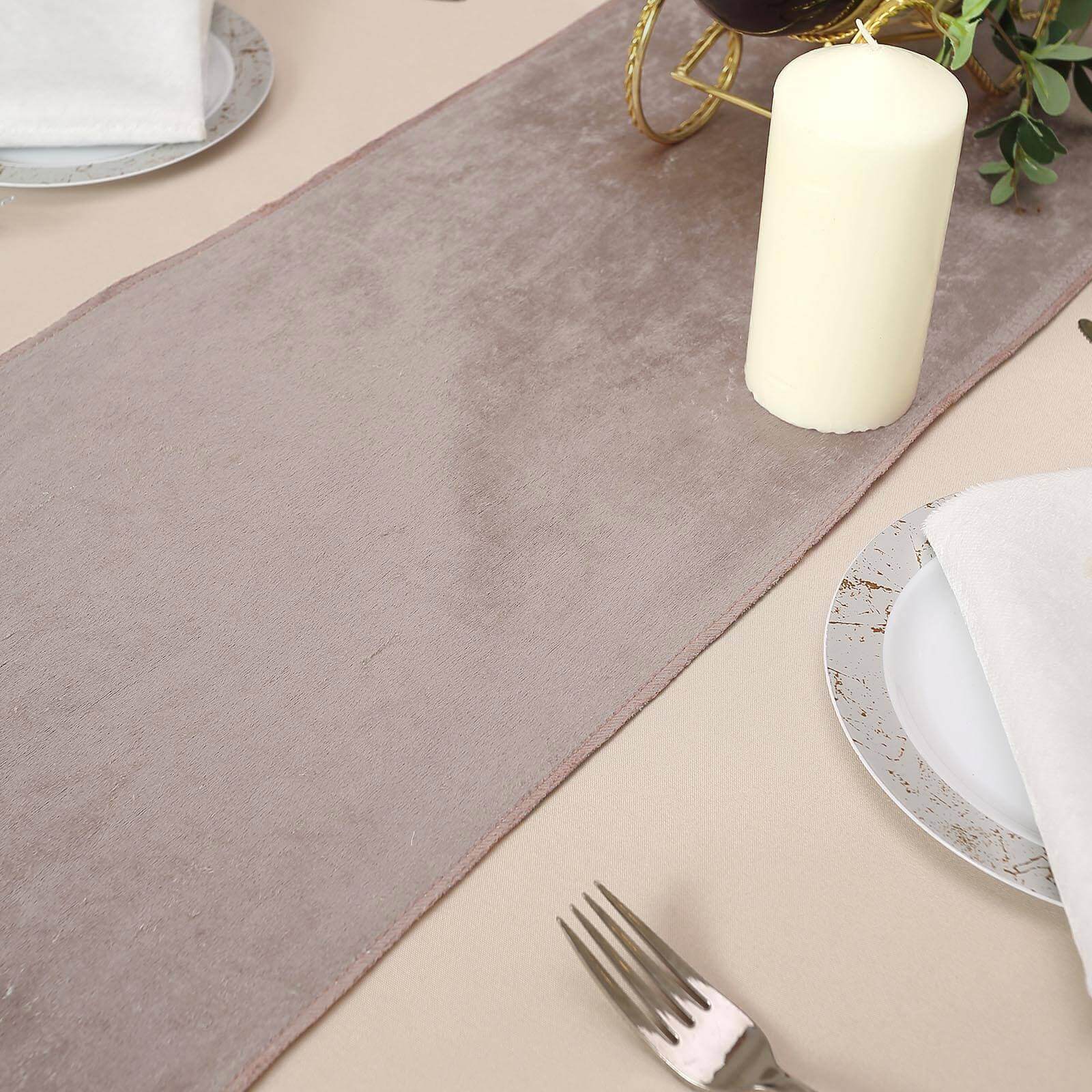 Premium Velvet 12"x108" Table Runner Mauve - Sheen Finish Reusable Table Decor